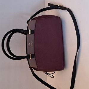 Nanette Lepore burgundy and mauve colorblock satchel purse